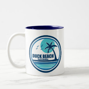 Caneca De Café Em Dois Tons Praia de Duck Carolina do Norte Palmeira Pássaros