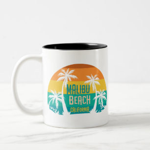 Caneca De Café Em Dois Tons Praia de Malibu Retro