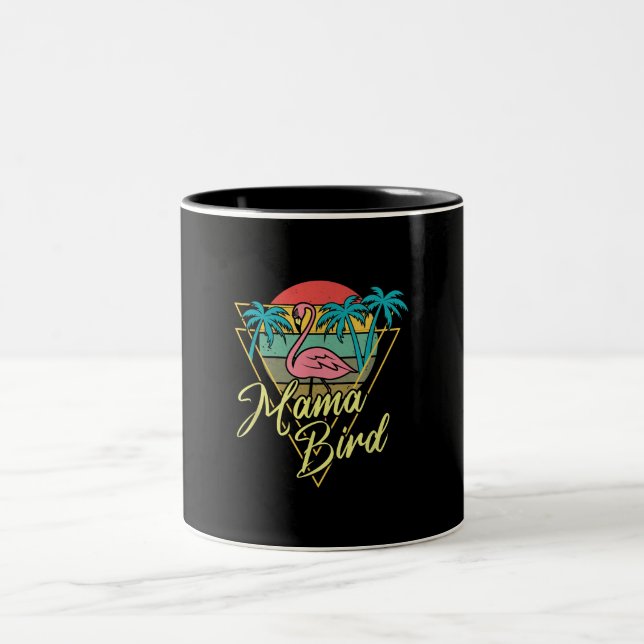 Caneca De Café Em Dois Tons Praia de Palm Sunset Sunset Palm 80 da Mama Bird F (Centro)