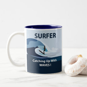 Caneca De Café Em Dois Tons Praia de Surf Surfando