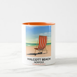 Caneca De Café Em Dois Tons Praia de Walcott, cartaz à beira-mar de Norfolk