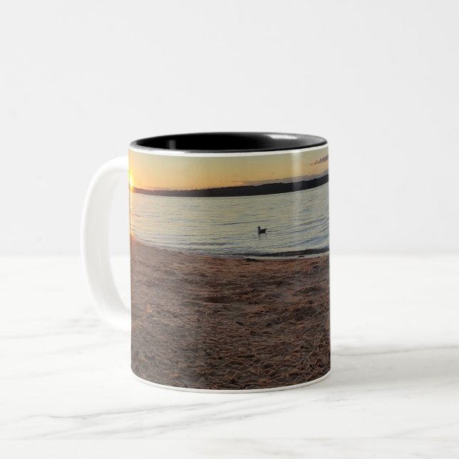 Caneca De Café Em Dois Tons Praia do nascer do Sol (Frente Esquerda)