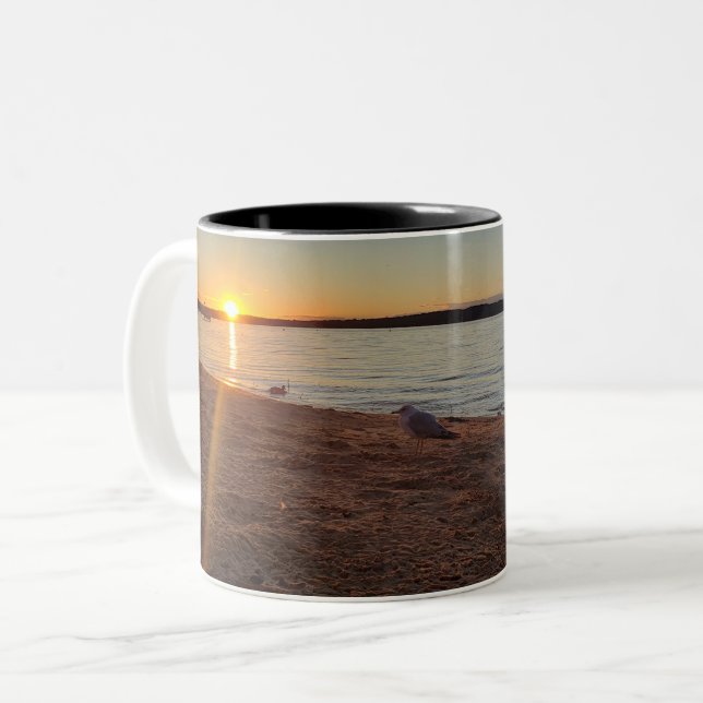Caneca De Café Em Dois Tons Praia do nascer do Sol (Frente Esquerda)