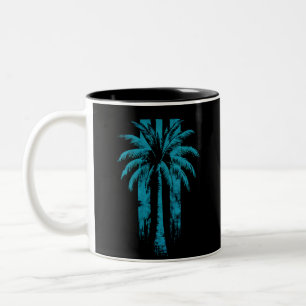 Caneca De Café Em Dois Tons Praia Havaiana Verão Férias Tropicais Palmeira