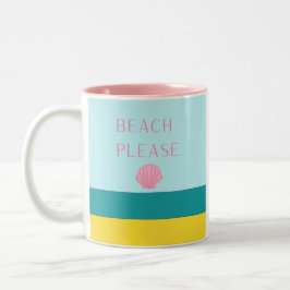 Caneca De Café Em Dois Tons Praia, por favor, minimalista