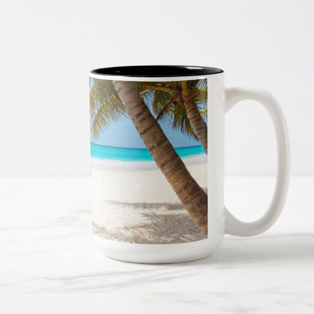 Caneca De Café Em Dois Tons Praia Tropical do Paraíso (Direita)