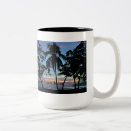 Caneca De Café Em Dois Tons Praia tropical no por do sol