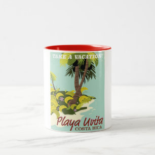 Caneca De Café Em Dois Tons Praia Uvita, Costa Rica pôster de viagem de praia/