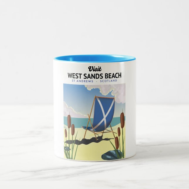 Caneca De Café Em Dois Tons Praia West Sands, St Andrews Escócia (Centro)