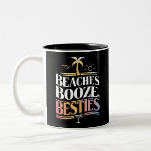 Caneca De Café Em Dois Tons Praias Bebidas & Amigas Árvore de Coco Verão 