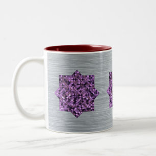 Caneca De Café Em Dois Tons Prata com púrpura
