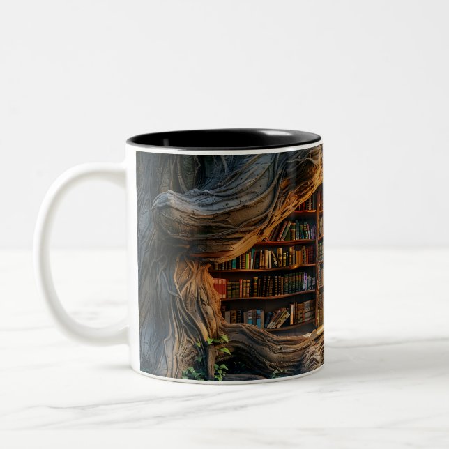 Caneca De Café Em Dois Tons Prateleira no estilo Woods 3D (Esquerda)