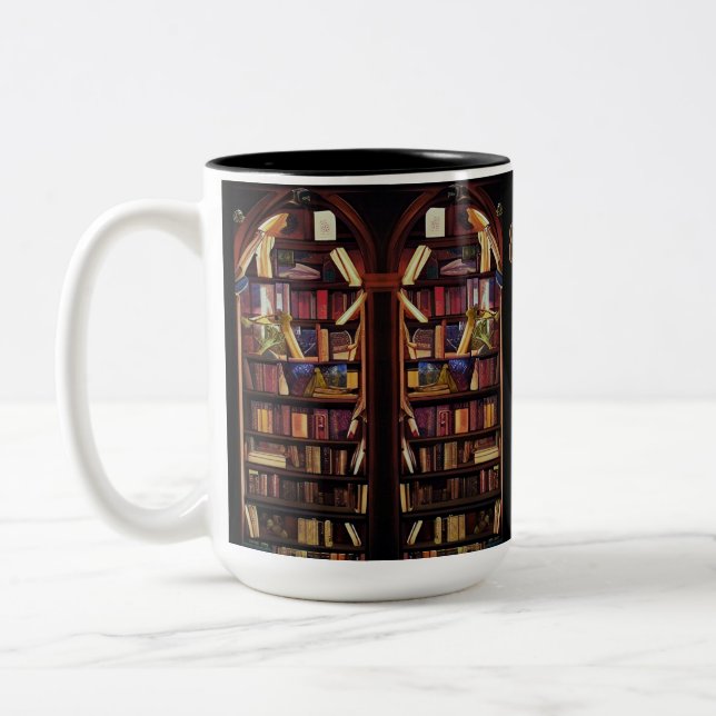Caneca De Café Em Dois Tons Prateleiras do Livro Nook (Esquerda)