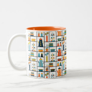 Caneca De Café Em Dois Tons Prateleiras modernas de Na moda retrô de meio sécu