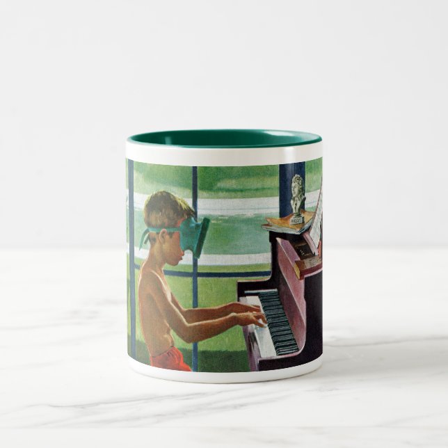 Caneca De Café Em Dois Tons Prática do piano da piscina (Centro)