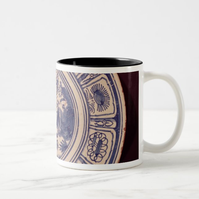 Caneca De Café Em Dois Tons Prato azul, derivando-se de uma exportação (Direita)