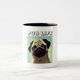 Caneca De Café Em Dois Tons Precioso de cartum e Pug Adorável