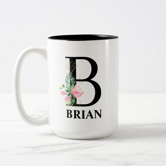 Caneca De Café Em Dois Tons Precioso Monograma de Inicial B (Esquerda)