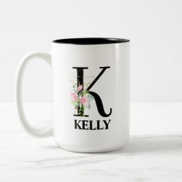Caneca De Café Em Dois Tons Precioso Monograma de Inicial de Alfabeto K