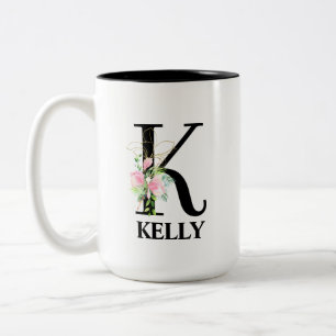 Caneca De Café Em Dois Tons Precioso Monograma de Inicial de Alfabeto K