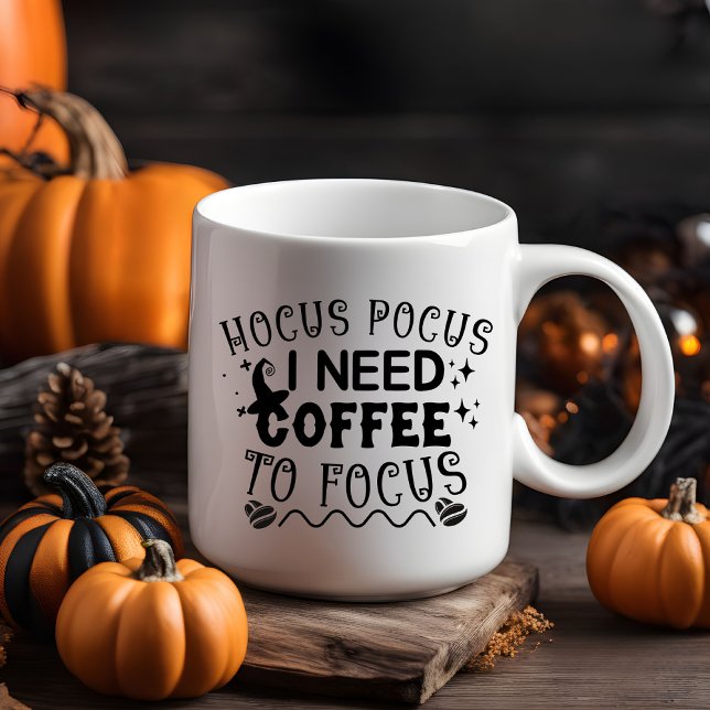 Caneca De Café Em Dois Tons Preciso de café para focar no Pocus I (Hocus Pocus I Need Coffee to Focus Mug)