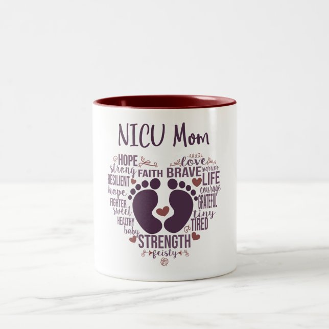 Caneca De Café Em Dois Tons Preemie ou NICU Coffee Mug (Centro)