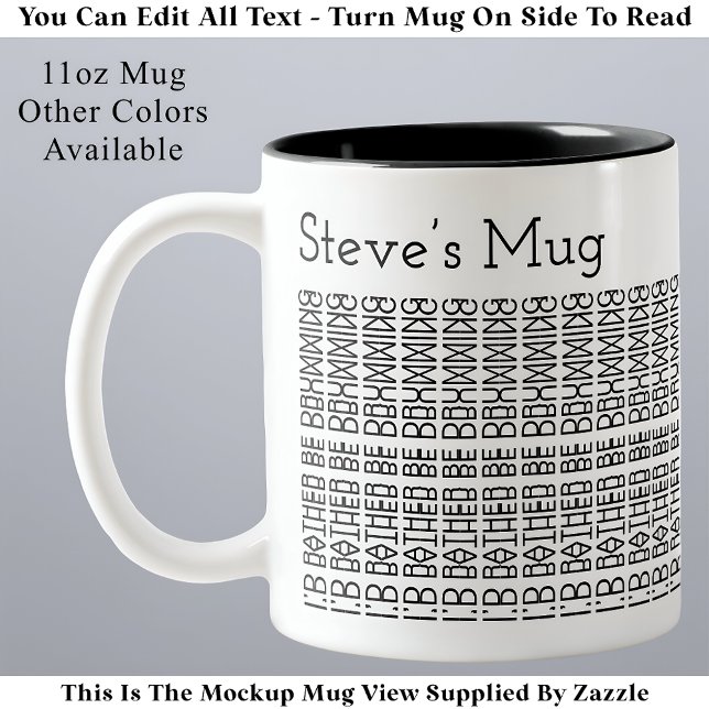 Caneca De Café Em Dois Tons Prefiro estar tocando bateria & Nome 154BW Mensage (Criador carregado)