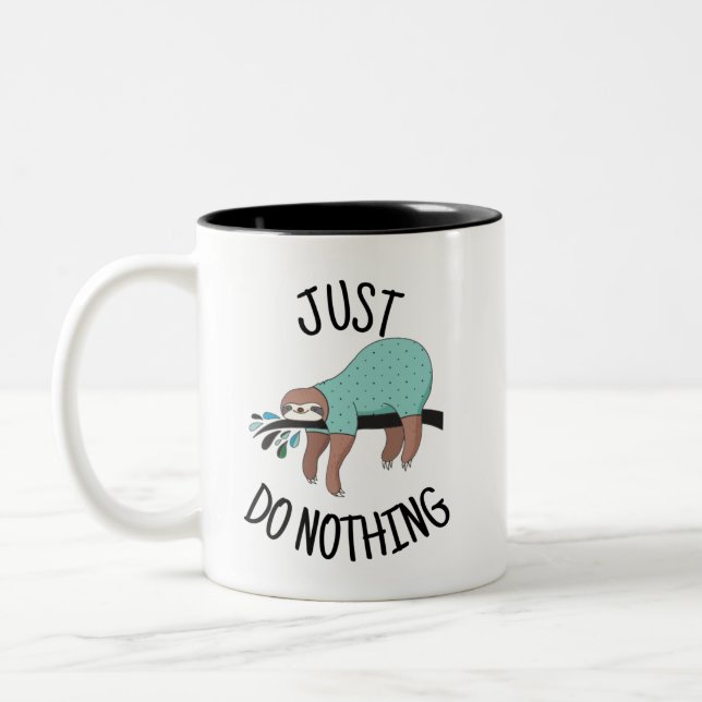 Caneca De Café Em Dois Tons Preguiça Basta Não Fazer Nada (Esquerda)