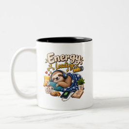 Caneca De Café Em Dois Tons Preguiça de Carregamento de Energia – Café de Preg