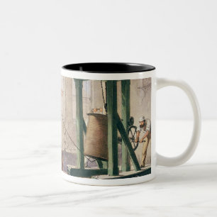 Caneca De Café Em Dois Tons Preparando o cabo, 'do Telegraph atlântico