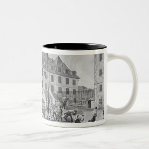 Caneca De Café Em Dois Tons Preparando shackling dos condenados