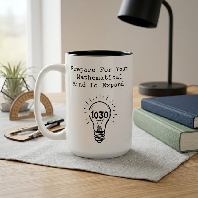 Caneca De Café Em Dois Tons Prepare Sua Mente Matemática Para Expandir (Criador carregado)