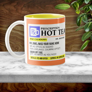 Caneca De Café Em Dois Tons Prescrição Engraçada Chá Mug