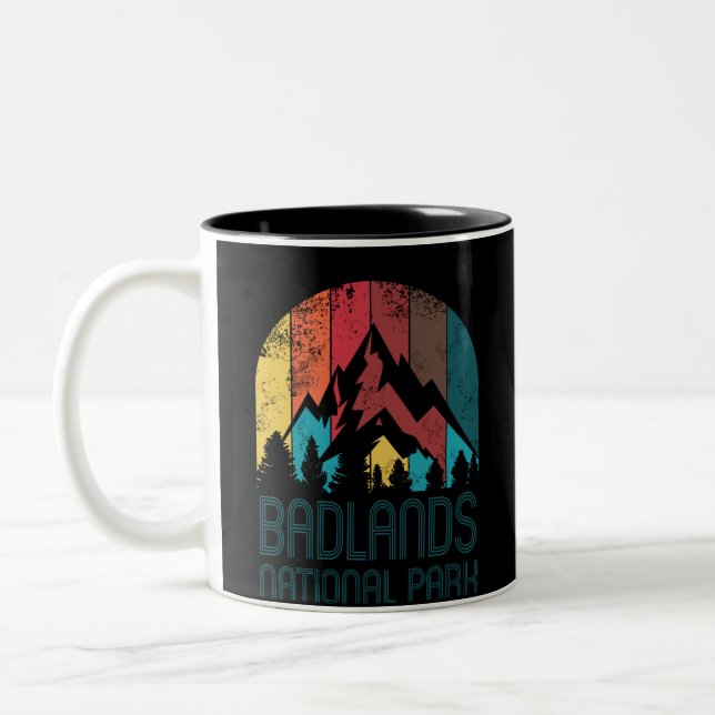 Caneca De Café Em Dois Tons Presente afligido retro do parque nacional do ermo (Esquerda)