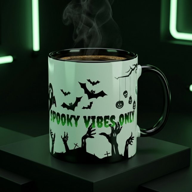 Caneca De Café Em Dois Tons Presente Assustador de Halloween Personalizado par (Criador carregado)