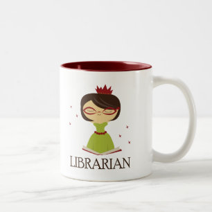 Caneca De Café Em Dois Tons Presente Bookish da biblioteca do bibliotecário
