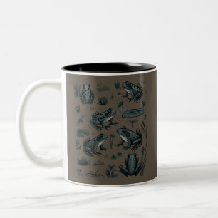 Caneca De Café Em Dois Tons Presente Botânico Vintage Vida do Sapo no Lago Sap