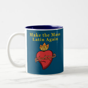 Caneca De Café Em Dois Tons Presente Católico Romano Faça a Missa Latina Novam