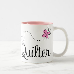 Caneca De Café Em Dois Tons Presente cor-de-rosa bonito de Quilter
