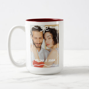 Caneca De Café Em Dois Tons Presente de Aniversário de Casamento Personalizado