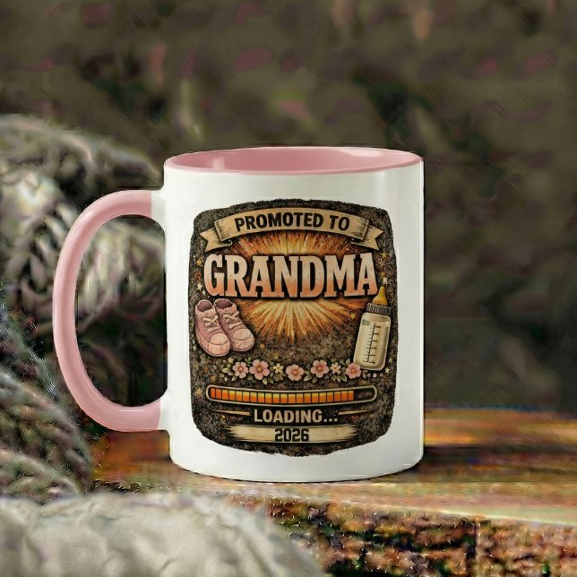 Caneca De Café Em Dois Tons Presente de Anúncio de Gravidez para a Avó (Pregnancy Announcement Gift for Grandma Two-Tone Coffee Mug)