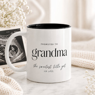 Caneca De Café Em Dois Tons Presente de Anúncio de Gravidez para a Vovó