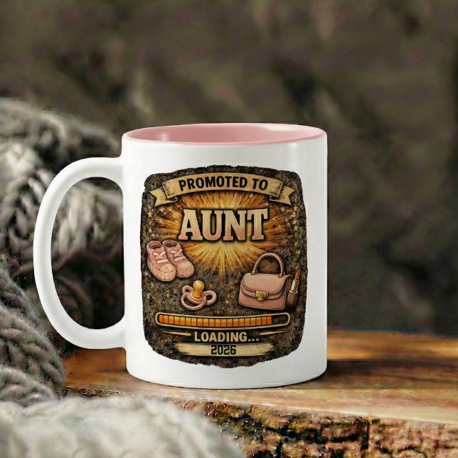 Caneca De Café Em Dois Tons Presente de Anúncio de Gravidez para Tia (Pregnancy Announcement Gift for Aunt Two-Tone Coffee Mug)
