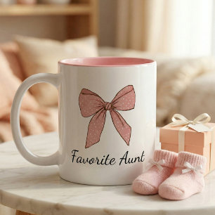 Caneca De Café Em Dois Tons Presente de Anúncio de Gravidez para Tia com Laço