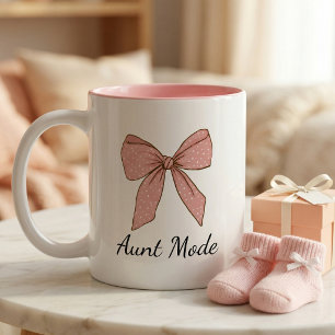 Caneca De Café Em Dois Tons Presente de Anúncio de Gravidez para Tia com Laço