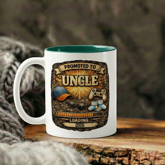 Caneca De Café Em Dois Tons Presente de Anúncio de Gravidez para Tio (Pregnancy Announcement Gift for Uncle Two-Tone Coffee Mug)