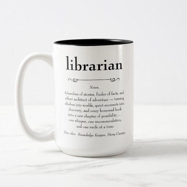 Caneca De Café Em Dois Tons Presente de Apreciação de Definição Bibliotecária (Esquerda)