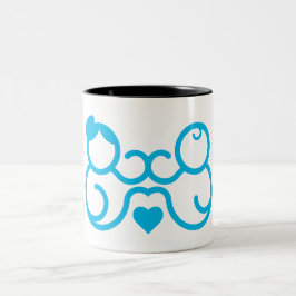 Caneca De Café Em Dois Tons Presente de Arte de Linha de Coração Minimalista p