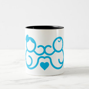 Caneca De Café Em Dois Tons Presente de Arte de Linha de Coração Minimalista p