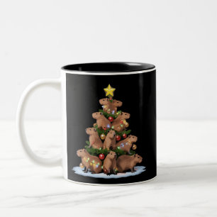 Caneca De Café Em Dois Tons Presente de árvore de Natal de capivara Natal engr